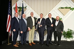 M&K Truck Centers accepts the Volvo Trucks North America 2025 U.S. Dealer Group of the Year award during an awards banquet this week in Las Vegas.