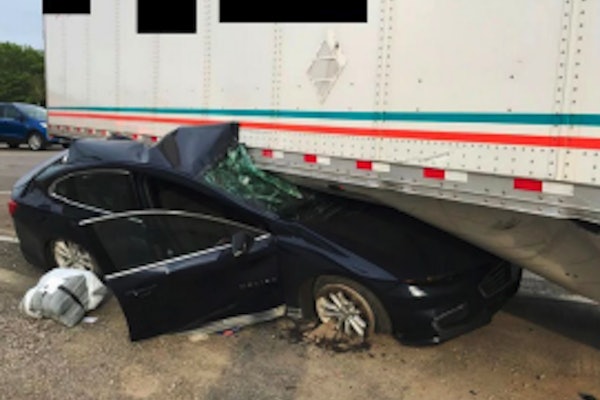 An example of a side underride crash from the National Highway Traffic Safety Administration (NHTSA) safety materials.