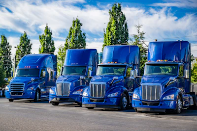 Blue Trucks Of Multiple Brands