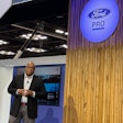 Kevin Dunbar, general manager at Ford Pro Intelligence, speaks Tuesday during a press conference at Work Truck Week 2026 in Indianapolis.