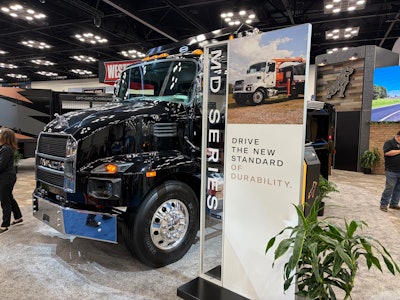 Mack's MD Series on display at Work Truck Week in Indianapolis. Mack announced its proprietary collision mitigation technology Mack Protect is now available on the MD Series during the event.