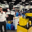 Jeremy Byrd, Bergstrom director of sales and market intelligence, introduces the new eCoolPark no-idle solution during Work Truck Week 2026 Wednesday in Indianapolis.