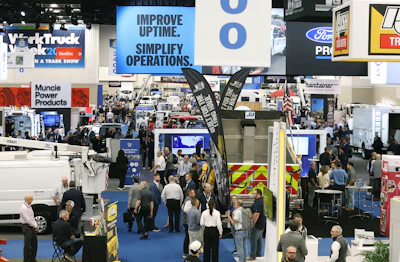 Attendees walk through the expo hall at Work Truck Week 2026 in Indianapolis.