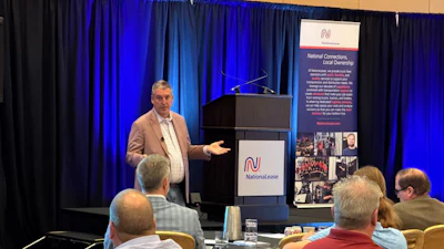 Dean Vicha speaks at NationaLease's spring business meeting recently in Arizona.