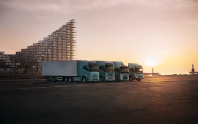 Volvo Trucks' FH, FM, FMX and FH Aero Electric with extended range on display.