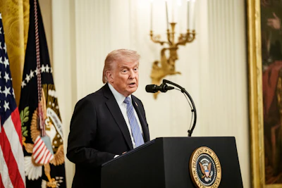 President Donald Trump speaks at a Small Business Summit on May 5 at the White House.