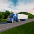 Blue Truck On Highway