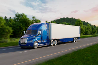 Blue Truck On Highway