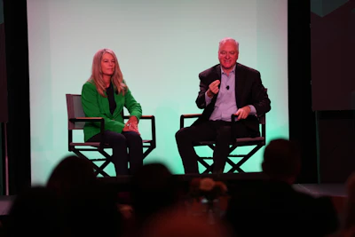 CDK Chief Marketing Officer Barb Edson, left, and CEO Brian MacDonald, host a leadership Q&A session.