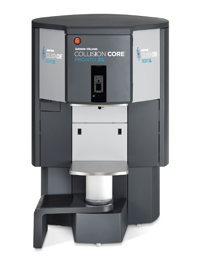 The Sherwin-Williams Collision Core Pronto XL mixes up to five gallons with reduces waste and improved color accuracy, the company says.