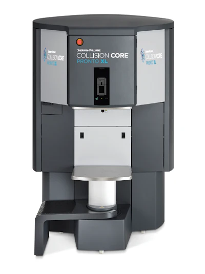 The Sherwin-Williams Collision Core Pronto XL mixes up to five gallons with reduces waste and improved color accuracy, the company says.