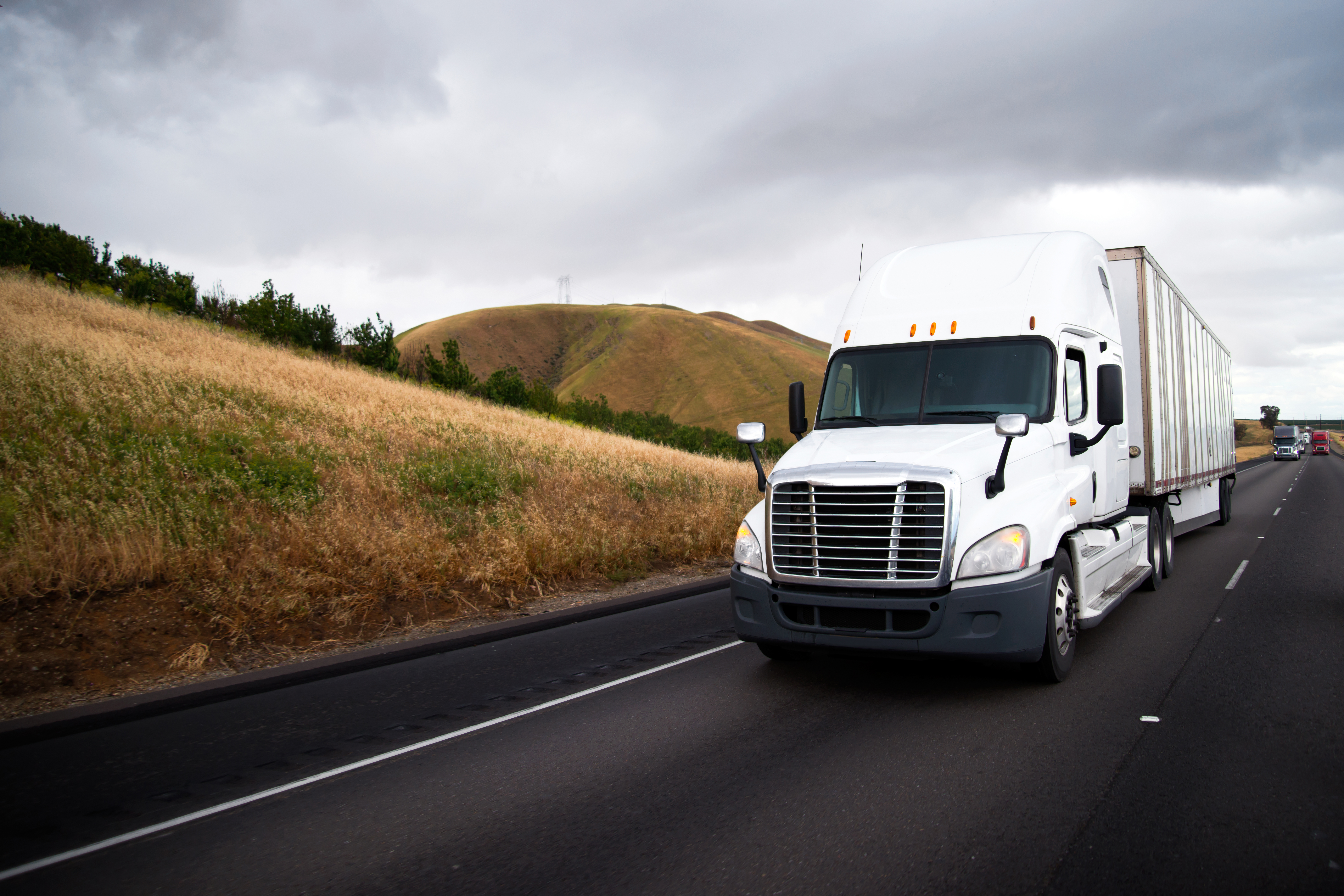 White Truck Driving In California
