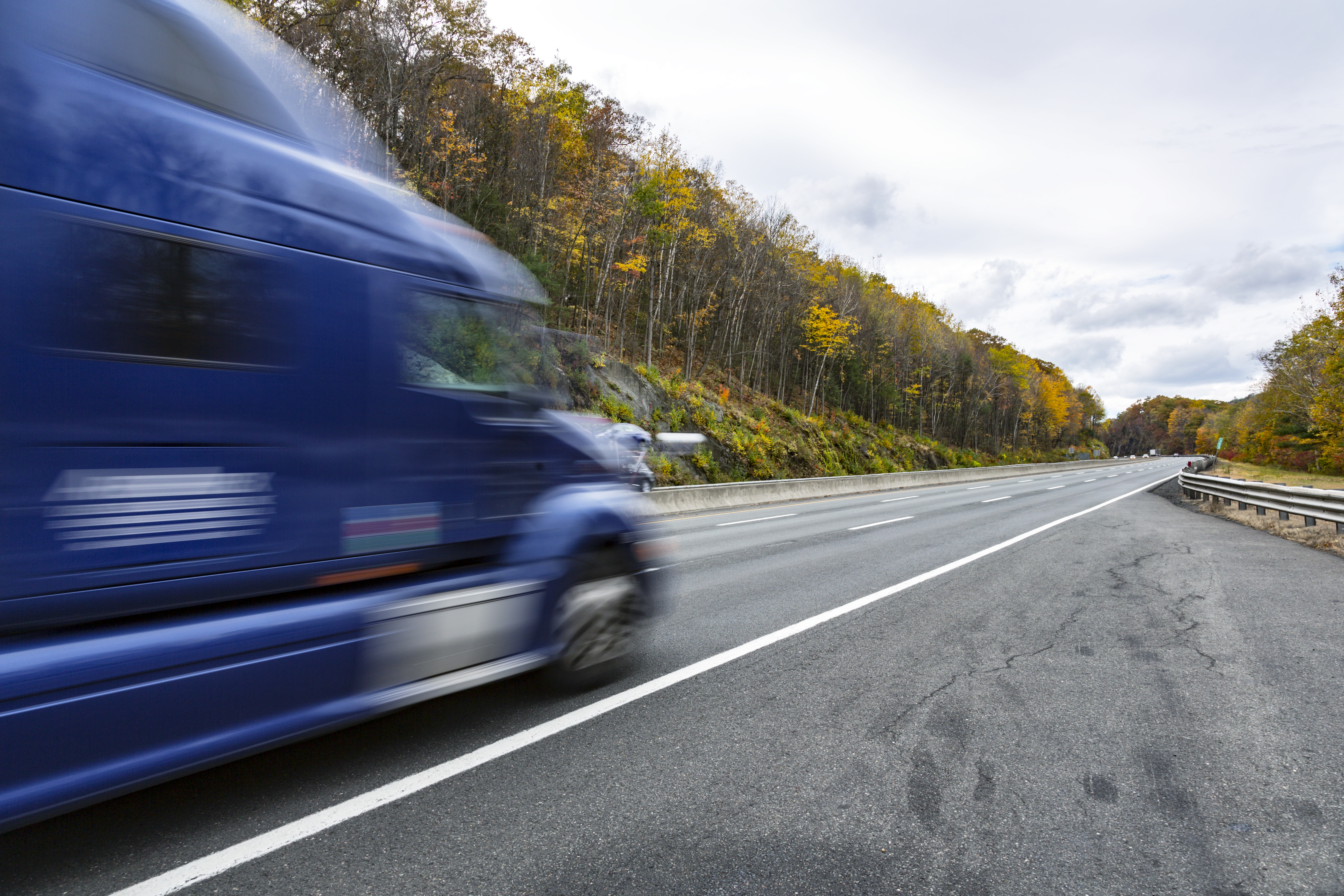Blurry Truck On Highway