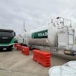 A Nikola Tre fuel cell electric (FCEV) semi-truck acquired by Hyroad Energy parked beside a mobile hydrogen refueling station in Southern California.