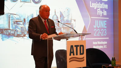 ATD Chairman Kevin Holmes of Advantage Truck Group speaks during the 2026 ATD Legislative Fly-in last month in Washington, D.C.