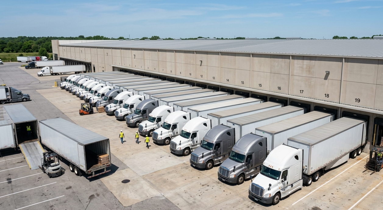 Trucks And Trailers At Docks