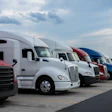 Row Of Multi Colored Class 8 Trucks