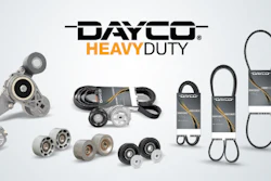 Dayco Heavy Duty automotive components including pulleys, belts, tensioners, and serpentine belts