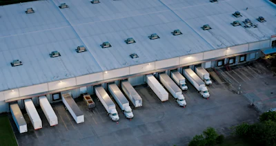 Trailers At Warehouse From Above