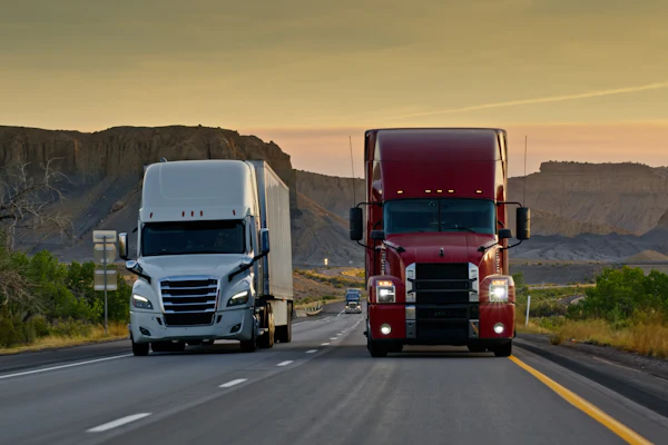 Two Trucks Driving Across Utah