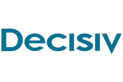 Decisiv logo in teal blue with geometric sans-serif letterforms