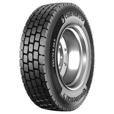 Continental ContiHDR5 truck tire with deep tread pattern and metallic rim
