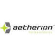 Aetherian Technologies logo featuring a lime green and gray four-pointed star with black italicized text