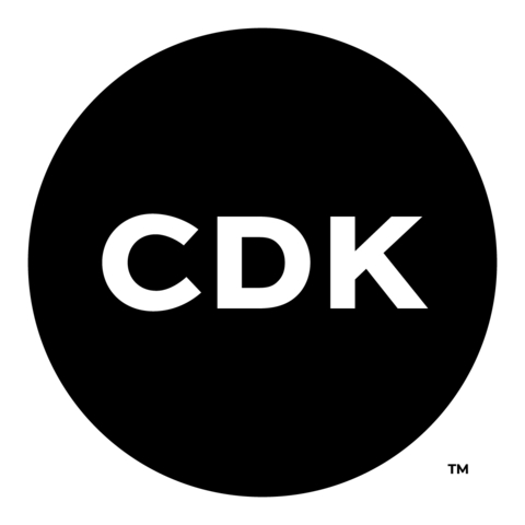 CDK Global logo featuring white letters on black circular background