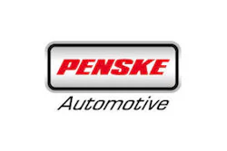 Penske Automotive logo featuring red text in rounded rectangular border