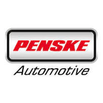 Penske Automotive logo featuring red text in rounded rectangular border