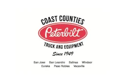 Coast Counties Peterbilt truck and equipment dealership logo since 1949 with locations in San Jose, San Leandro, Salinas, Windsor, Eureka, Paso Robles, and Vacaville