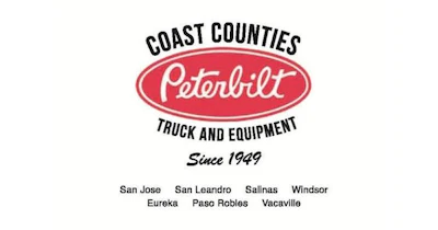 Coast Counties Peterbilt truck and equipment dealership logo since 1949 with locations in San Jose, San Leandro, Salinas, Windsor, Eureka, Paso Robles, and Vacaville