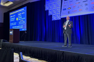 VIPAR Heavy Duty Executive Vice President Jeff Paul speaks during the general session at the 2026 IMPACT Conference Tuesday in Marco Island, Fla.