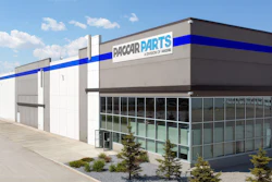 PACCAR Parts modern warehouse facility with blue and white branding on gray industrial building exterior