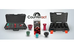 Counteract logo with product display featuring tool cases and accessories in black and red