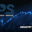 TPS Trucks Parts Service logo with upward trending financial chart and Industry Survey text on dark blue background
