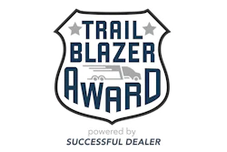 Trail Blazer Award logo featuring a shield badge with RV icon, powered by Successful Dealer