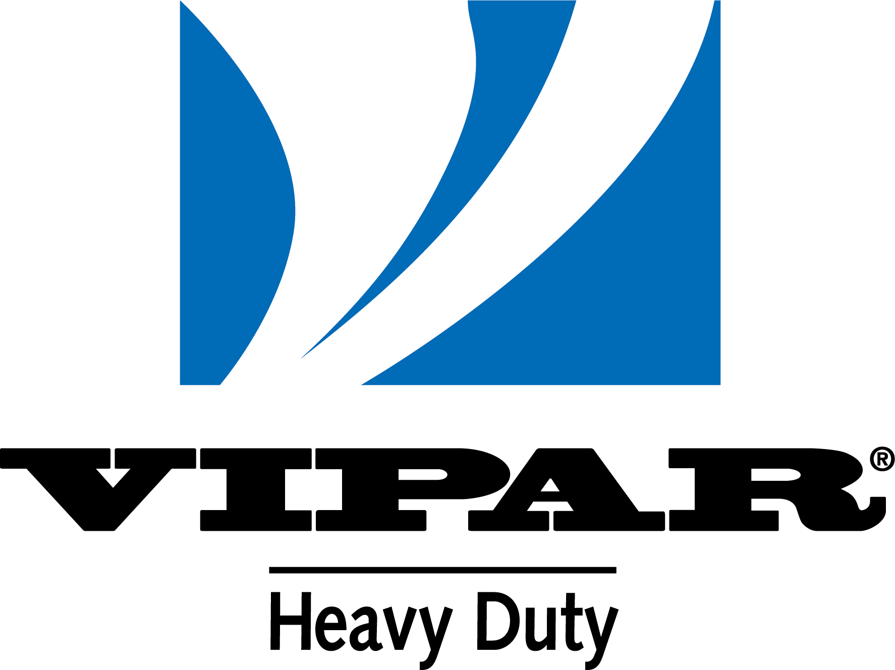 Vipar Heavy Duty logo with blue abstract curved shapes and black text
