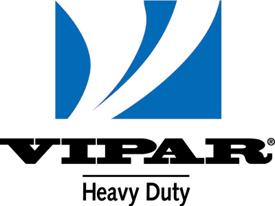 Vipar Heavy Duty logo with blue abstract curved shapes and black text